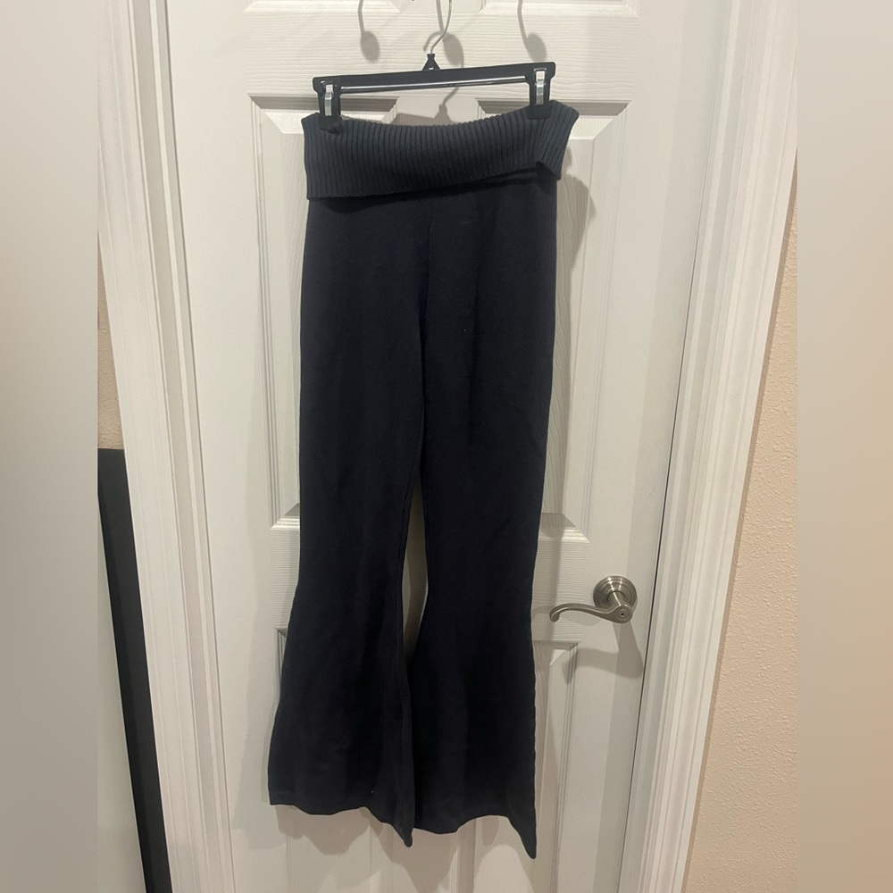 Edikted Dark Blue Foldover Flare Pants